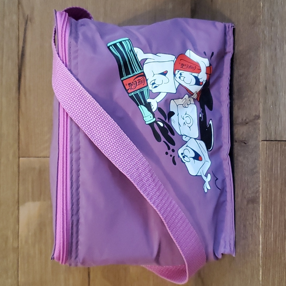 Vintage Coca-Cola 6pk Purple Cooler Lunchbox Thermal Insulated Bag